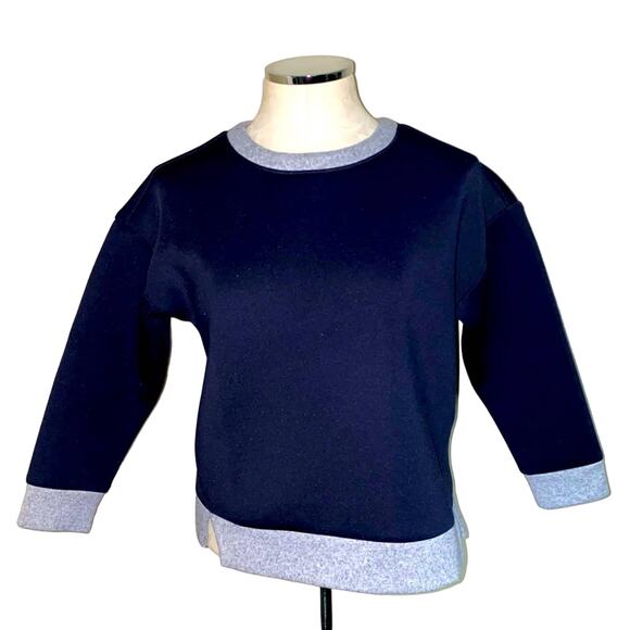 Lucca Anthropologie Pullover Sweatshirt sweater navy blue with grey trim XS - Picture 1 of 9
